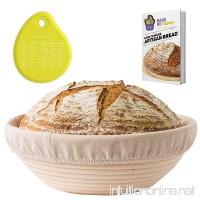 Banneton Proofing Basket Set - Round Brotform 10 Inch Kit - Removable Cloth Linen Liner - Natural Cane Rattan Bowl - Ideal for Dough Rising and Crispy Artisan Bread Boules - eBook - Instructions - B01M3NTCF8